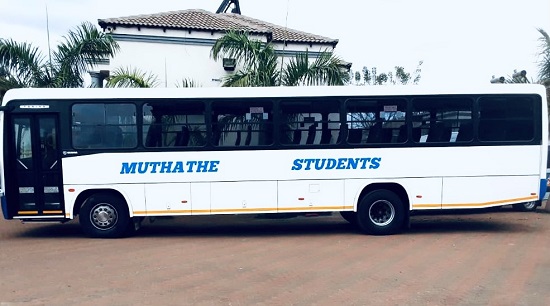 Muthathe student bus outside the residence